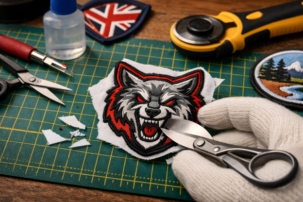 cut embroidery patch correctly