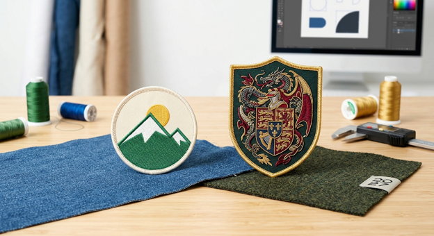 an image featuring custom patches with simple and complicated designs.